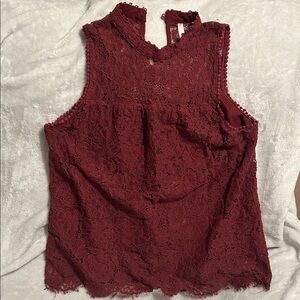 Xhilaration Burgundy Lace Tank Top